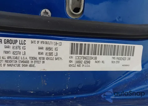 2013 Dodge Dart Sxt z USA, uszkodzony, nr VIN 1C3CDFBA6DD334188